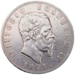 Itálie, 5 lira 1874